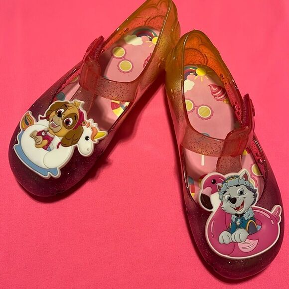 PAW PATROL TODDLER GIRLS SIZE 11 GLITTER JELLY SHOES - Picture 1 of 7